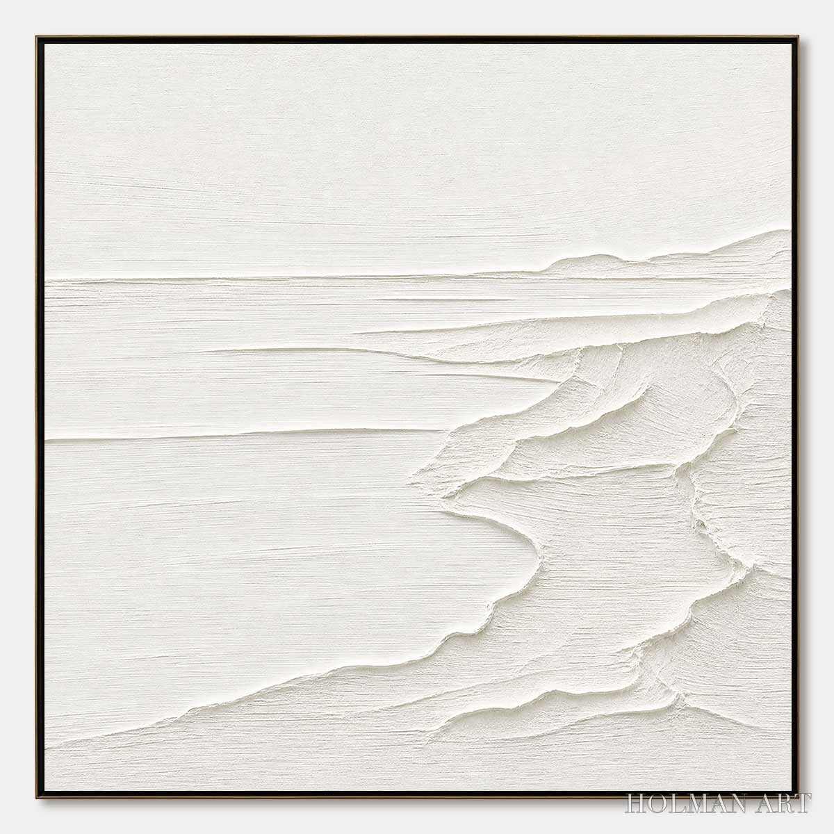 HOLMAN ART Eternal Shore – Minimalist White Textured Seascape Painting - image 1
