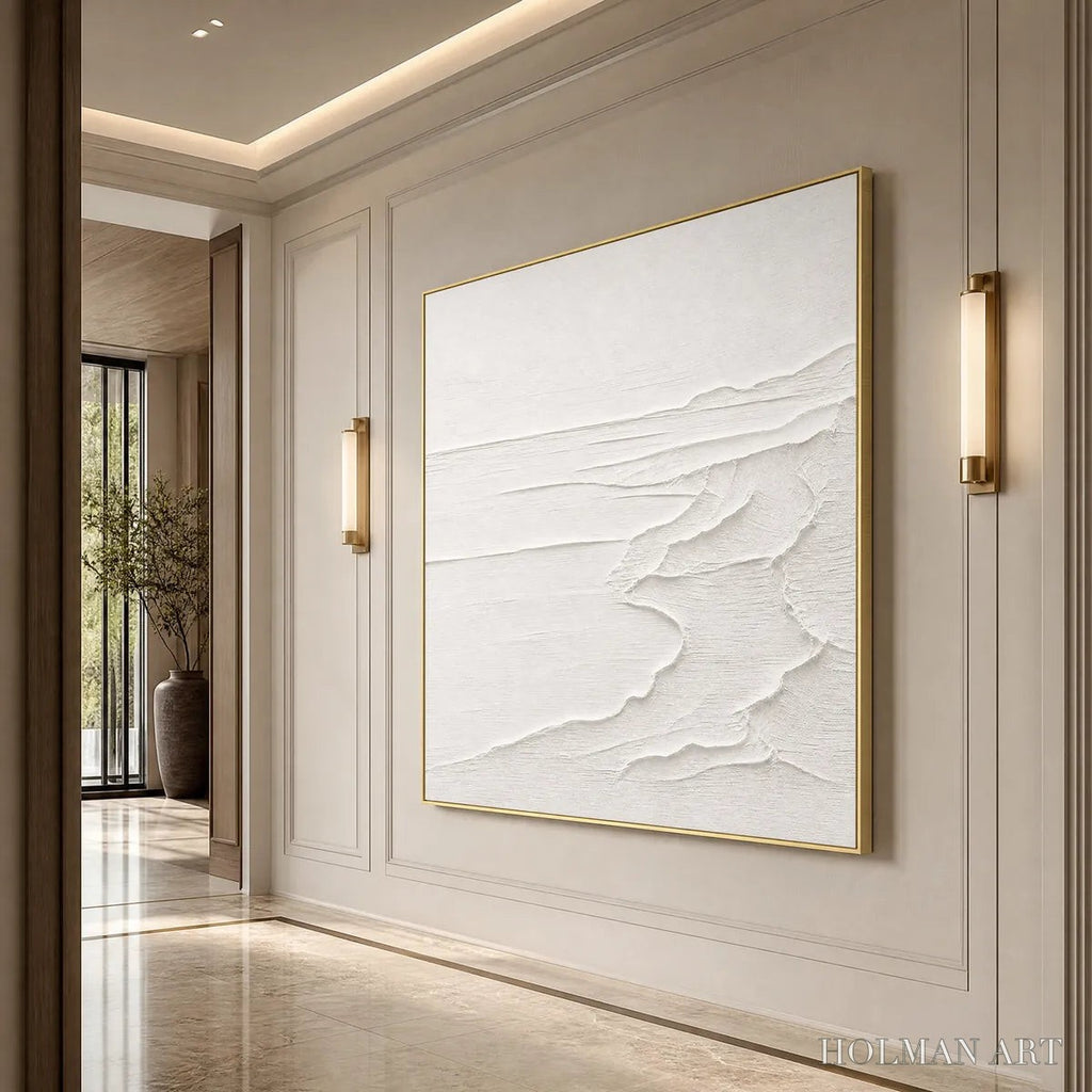 HOLMAN ART Eternal Shore – Minimalist White Textured Seascape Painting - image 4