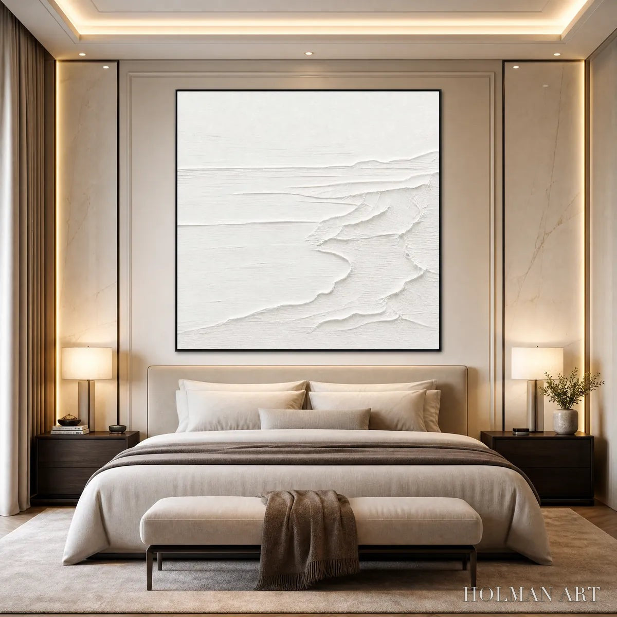 HOLMAN ART Eternal Shore – Minimalist White Textured Seascape Painting - image 5