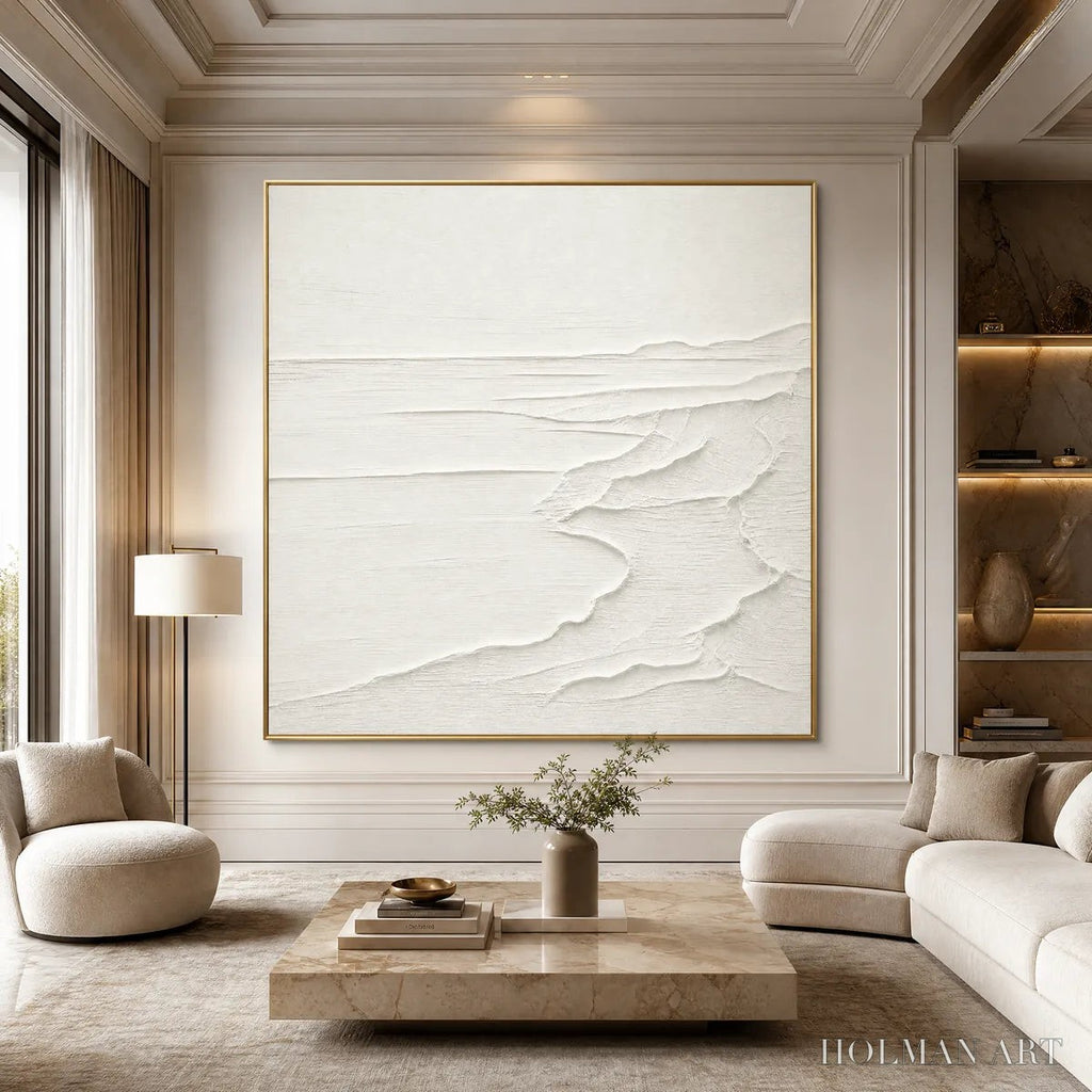 HOLMAN ART Eternal Shore – Minimalist White Textured Seascape Painting - image 6