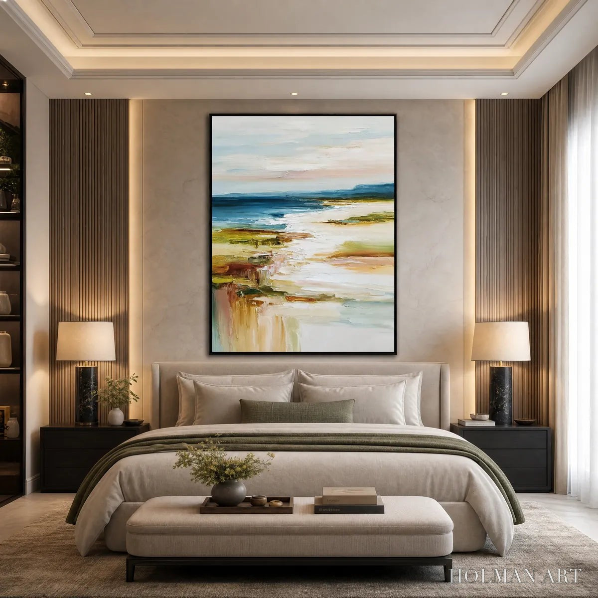 HOLMAN ART Coastal Reverie – Textured Vertical Abstract Seascape Painting - image 2