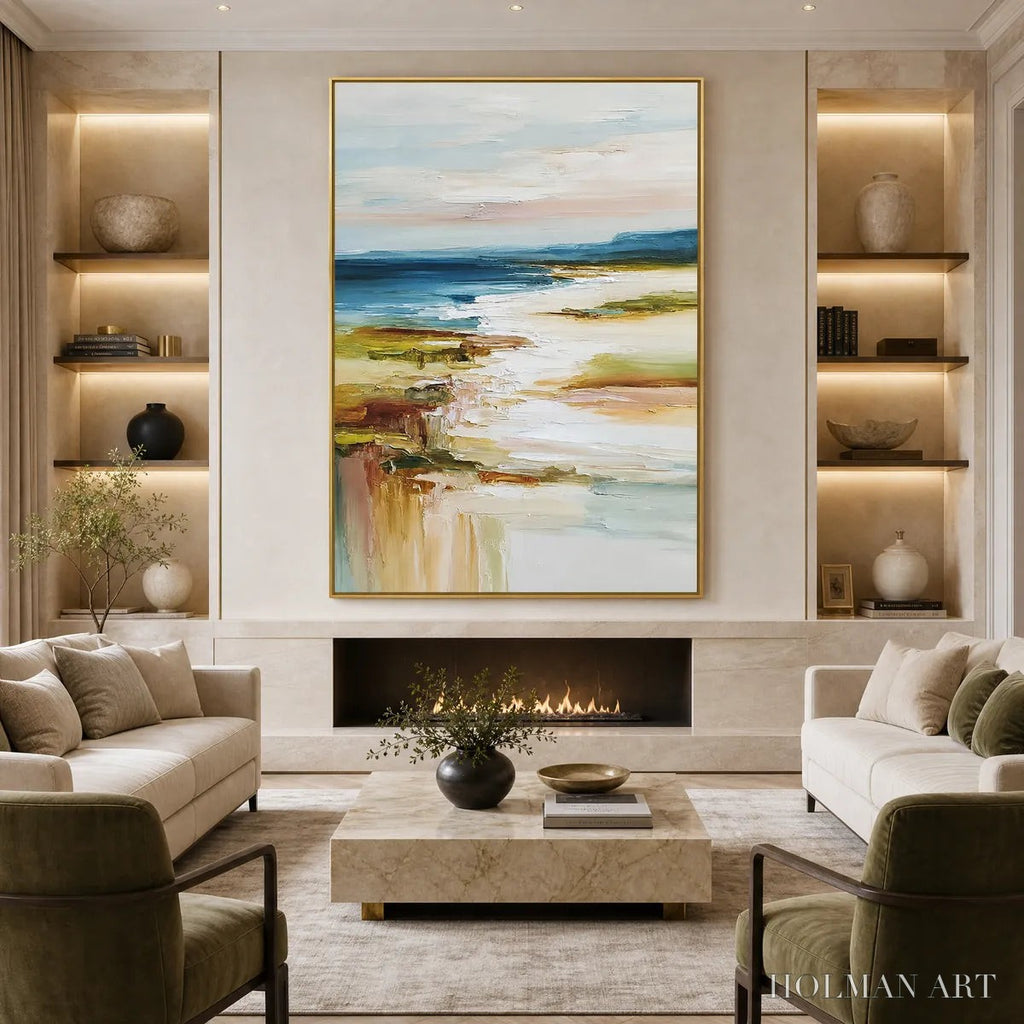 HOLMAN ART Coastal Reverie – Textured Vertical Abstract Seascape Painting - image 6