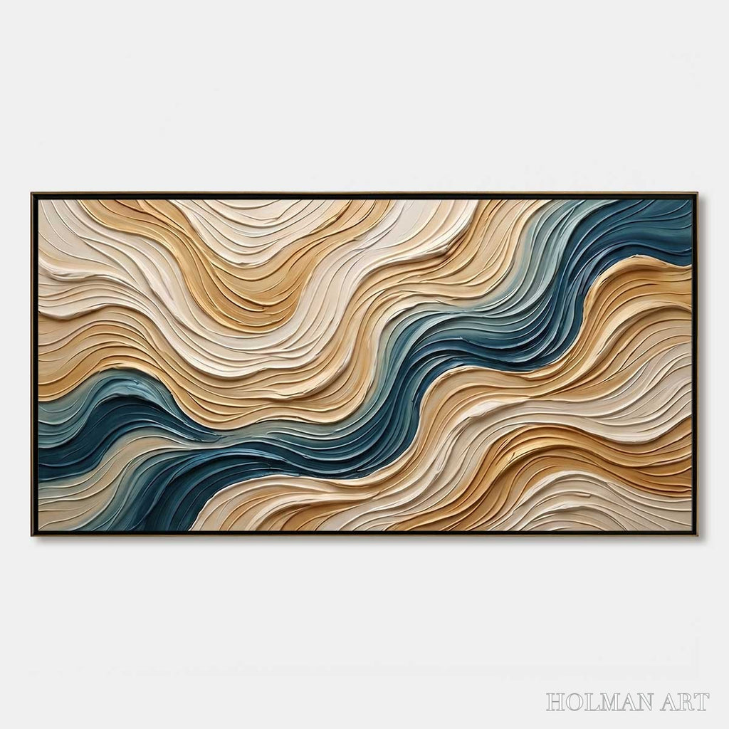 HOLMAN ART Coastal Drift – Large Textured Abstract Painting of Coastal Waves - image 1