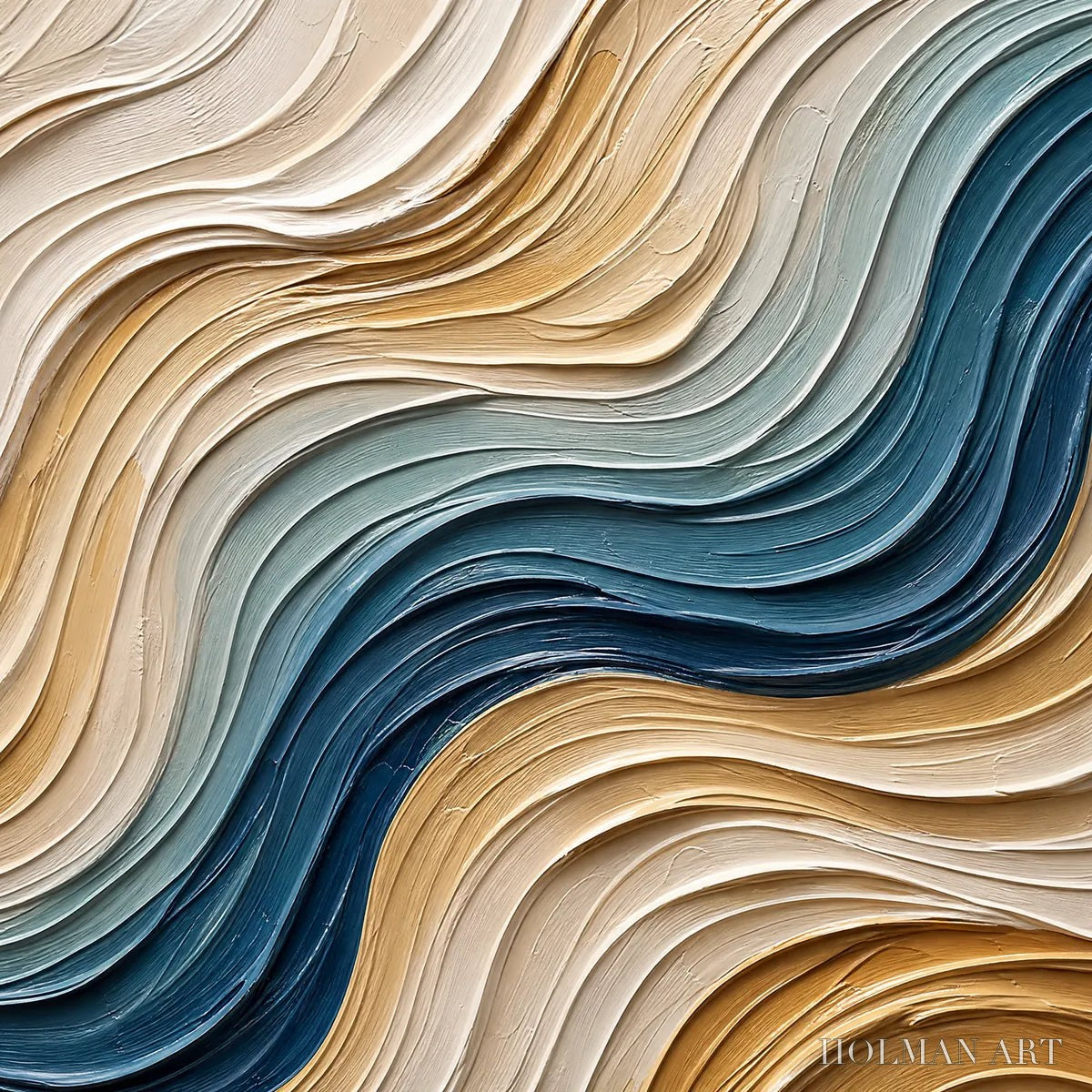 HOLMAN ART Coastal Drift – Large Textured Abstract Painting of Coastal Waves - image 3