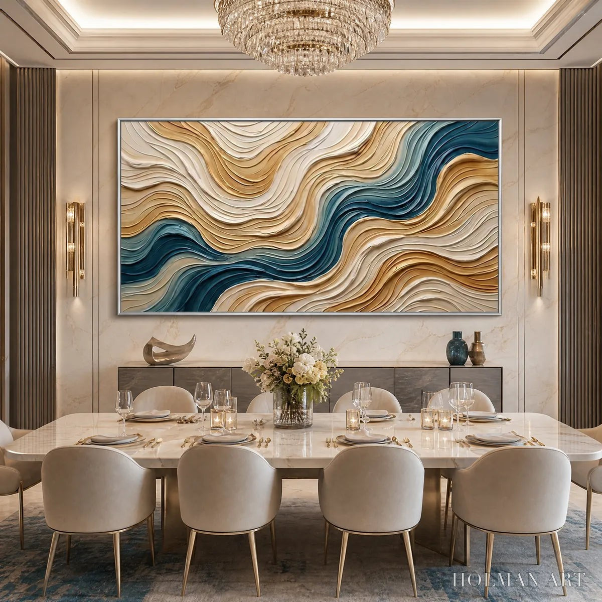 HOLMAN ART Coastal Drift – Large Textured Abstract Painting of Coastal Waves - image 6