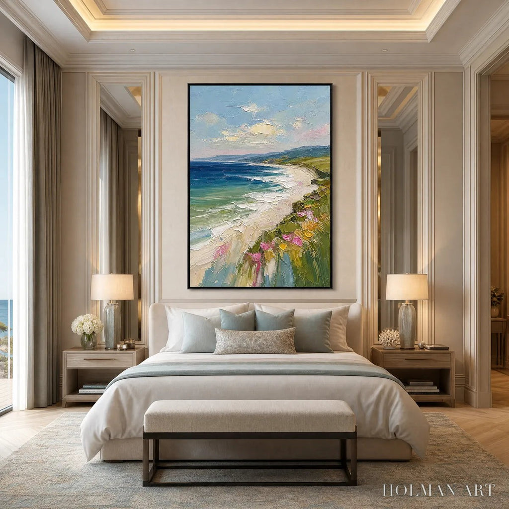 HOLMAN ART Coastal Bloom – Vertical Textured Seascape Painting of a Blooming Coast - image 4