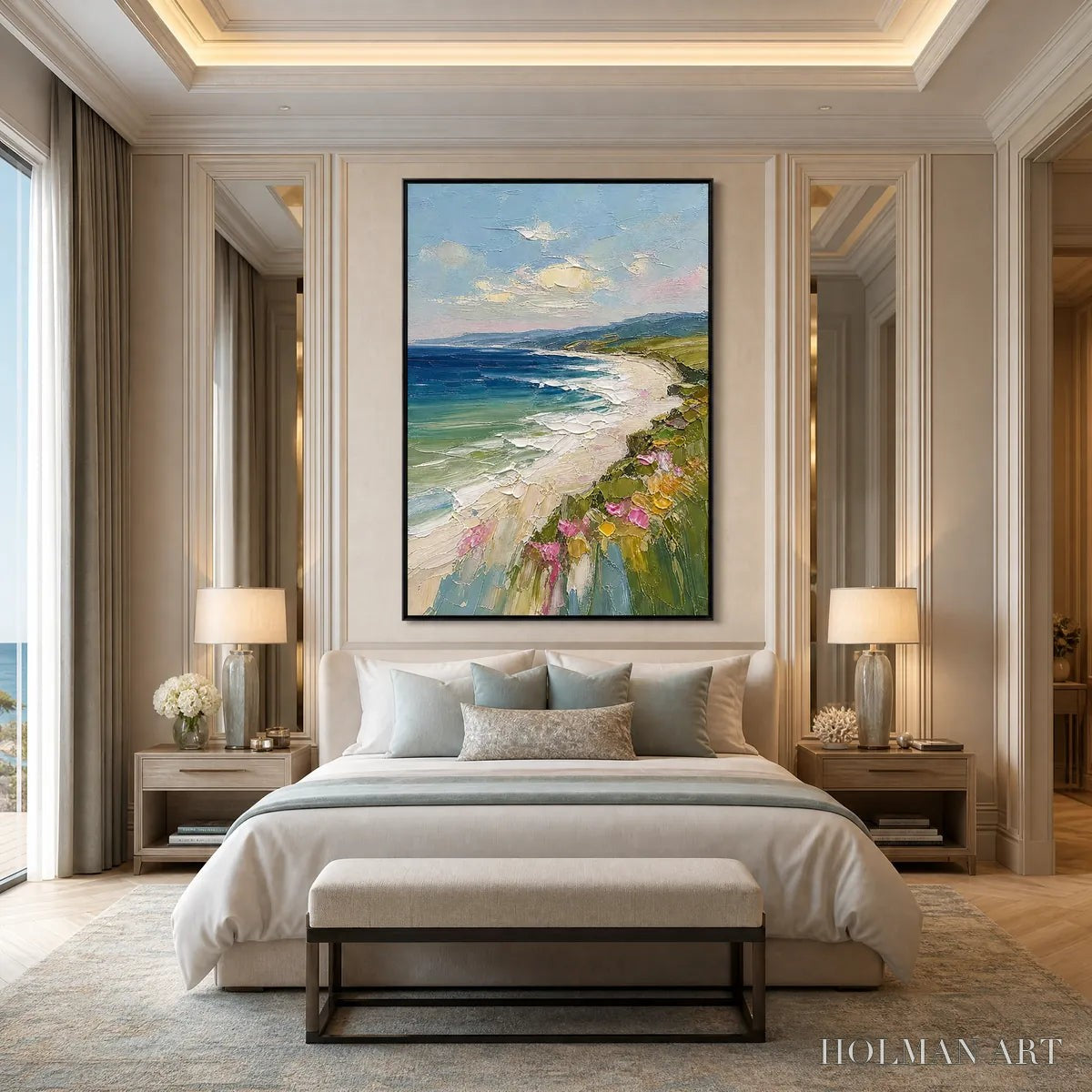 HOLMAN ART Coastal Bloom – Vertical Textured Seascape Painting of a Blooming Coast - image 4