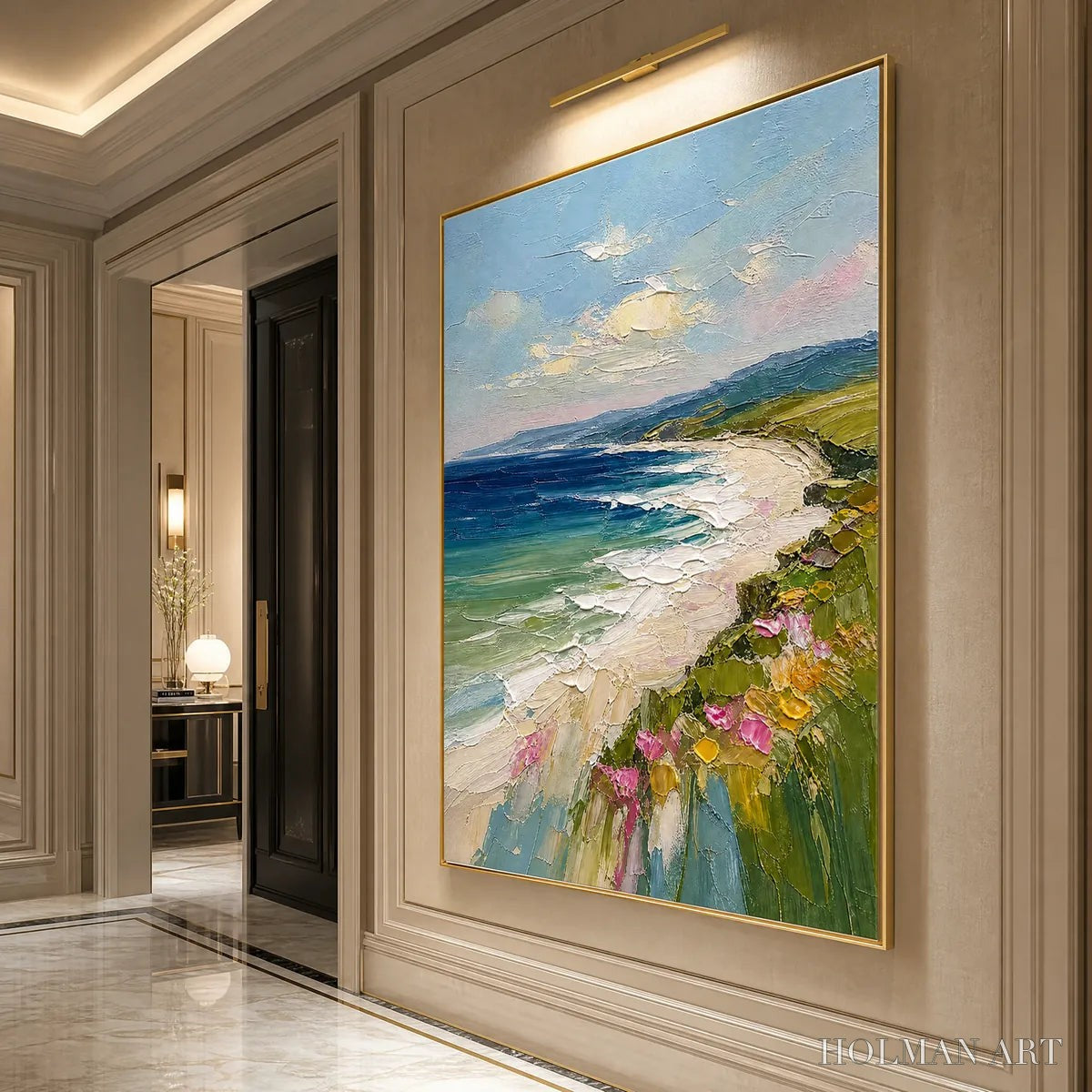 HOLMAN ART Coastal Bloom – Vertical Textured Seascape Painting of a Blooming Coast - image 5