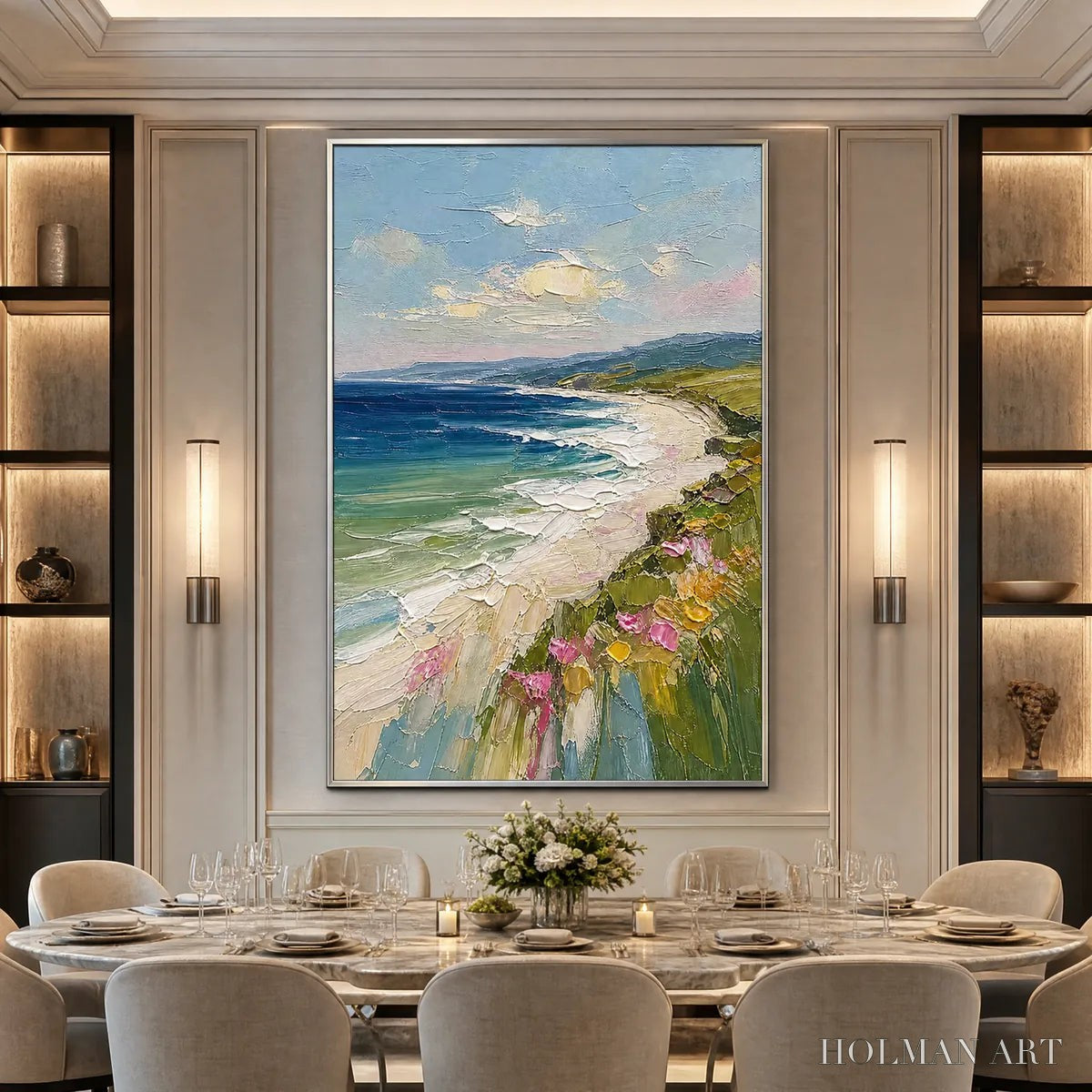 HOLMAN ART Coastal Bloom – Vertical Textured Seascape Painting of a Blooming Coast - image 6