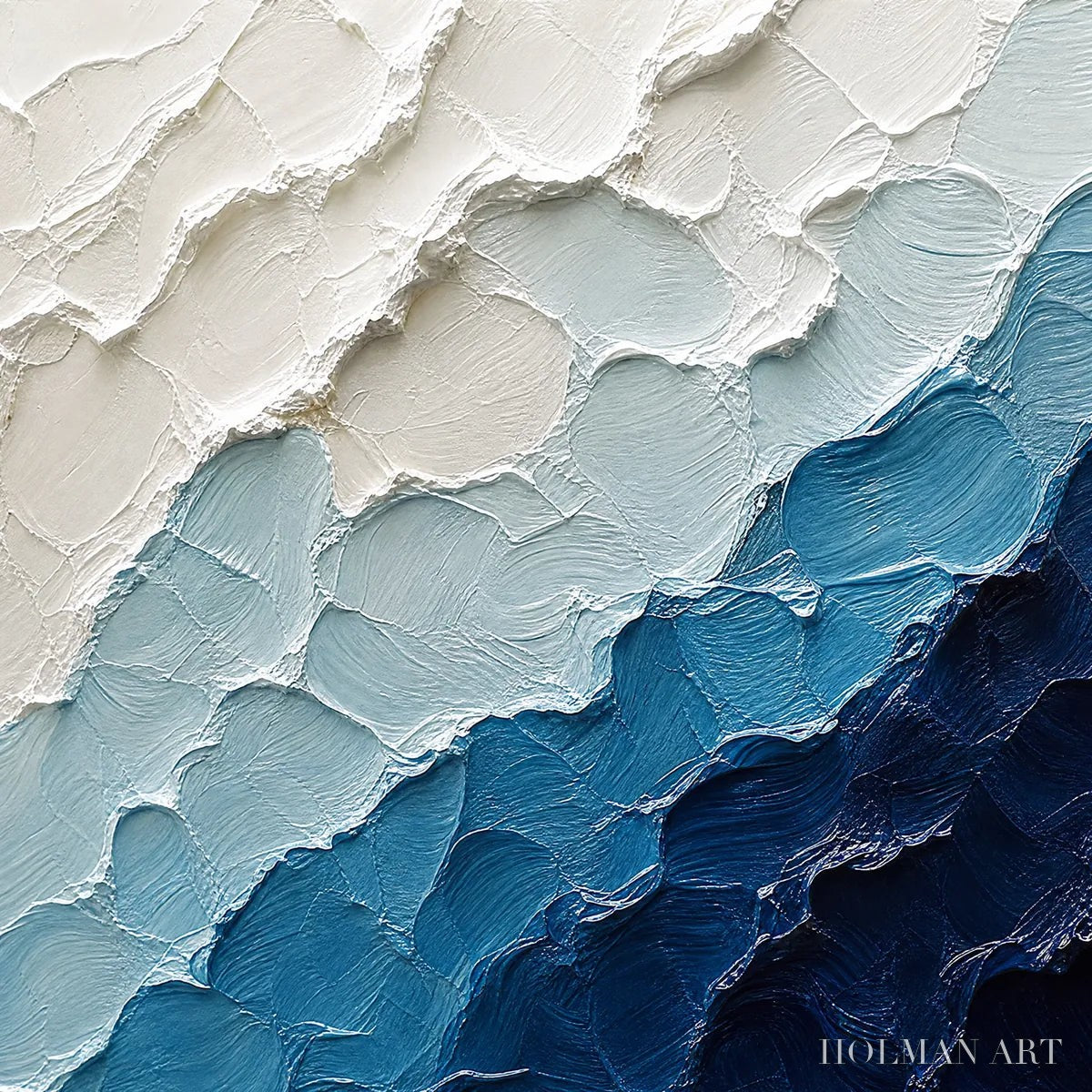 HOLMAN ART Aegean Crest – Textured Abstract Seascape Painting in Blue and White - image 3