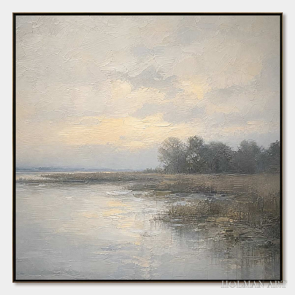 HOLMAN ART Whispering Reeds – Textured Wabi-Sabi Coastal Landscape Painting - image 1