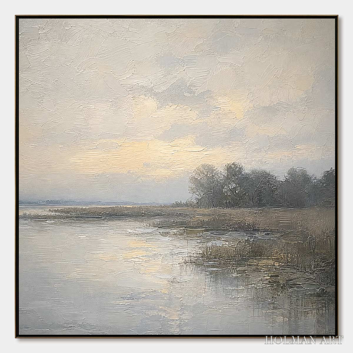 HOLMAN ART Whispering Reeds – Textured Wabi-Sabi Coastal Landscape Painting - image 1