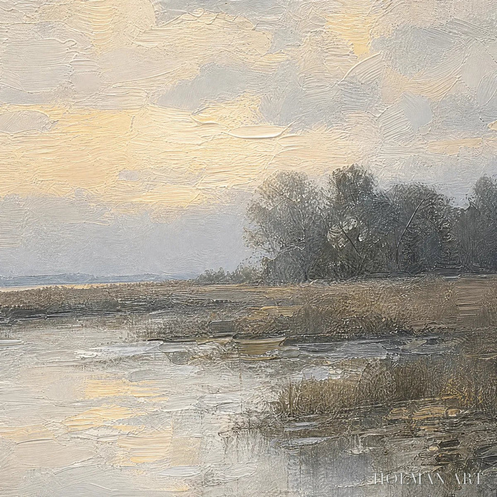 HOLMAN ART Whispering Reeds – Textured Wabi-Sabi Coastal Landscape Painting - image 3