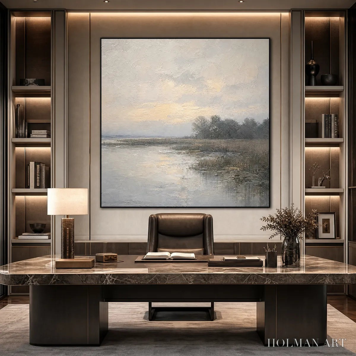 HOLMAN ART Whispering Reeds – Textured Wabi-Sabi Coastal Landscape Painting - image 5