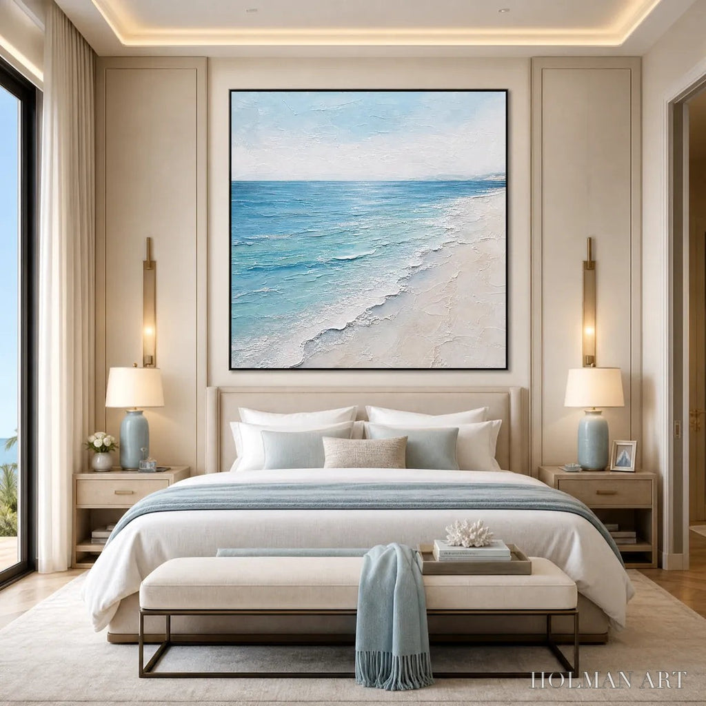 HOLMAN ART Whispering Tide – Textured Minimalist Beach Scene Painting - image 2
