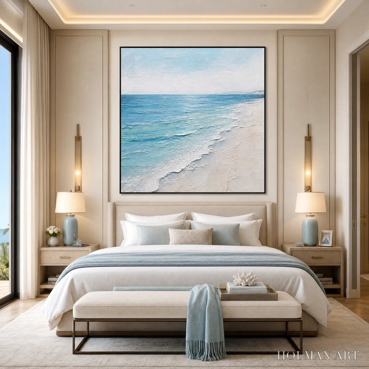 HOLMAN ART Whispering Tide – Textured Minimalist Beach Scene Painting - image 2