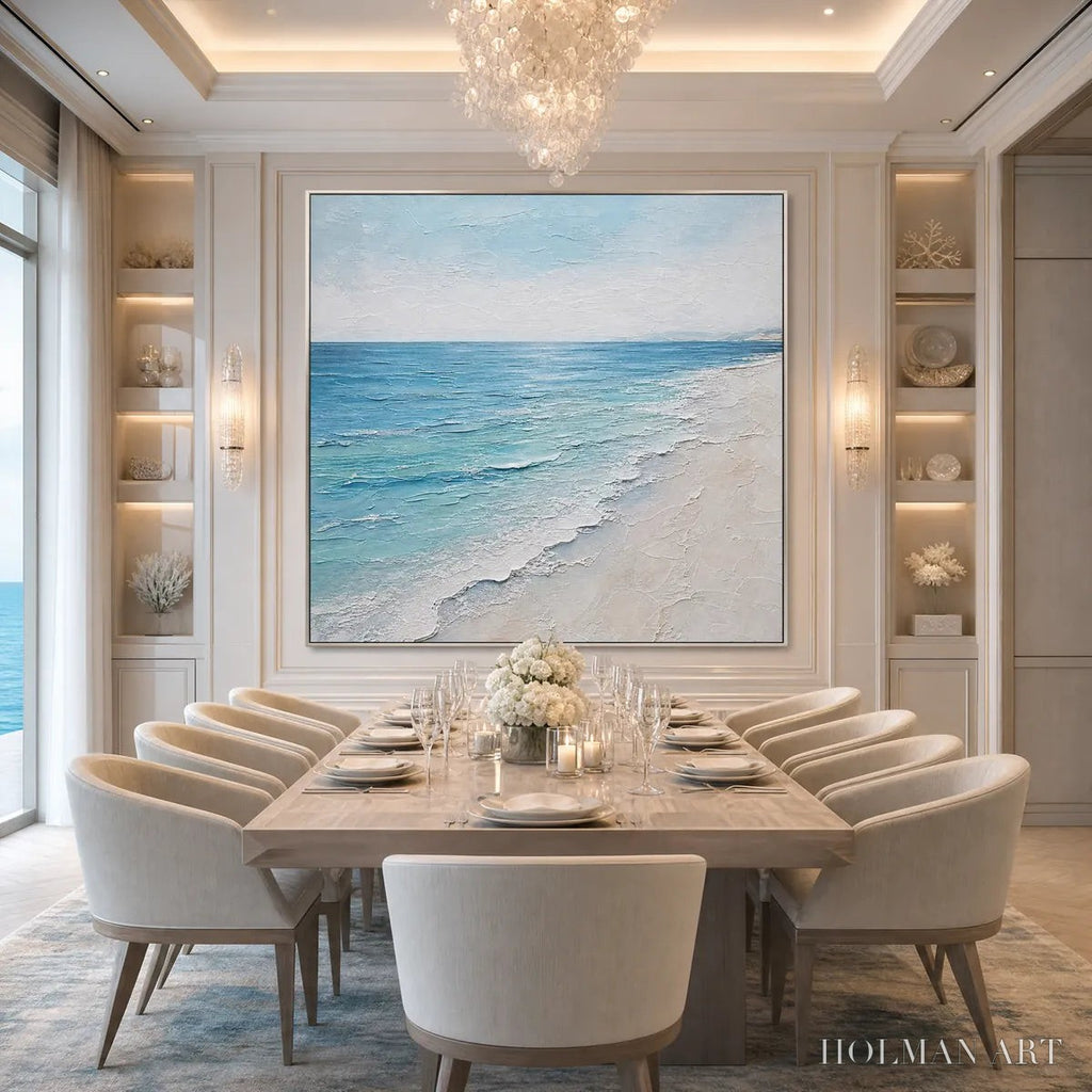 HOLMAN ART Whispering Tide – Textured Minimalist Beach Scene Painting - image 4