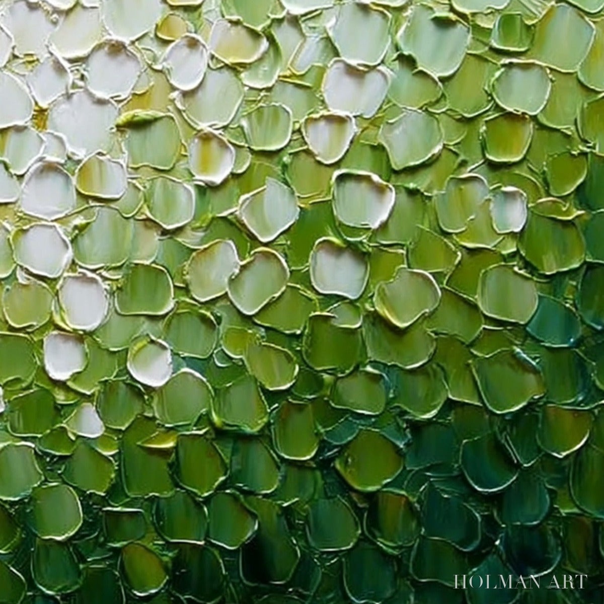 HOLMAN ART Verdant Bloom – Large Green And White Abstract Impasto Painting - image 5