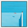 HOLMAN ART Horizon'S Edge – Minimalist Blue Seascape Painting with Figures - image 1