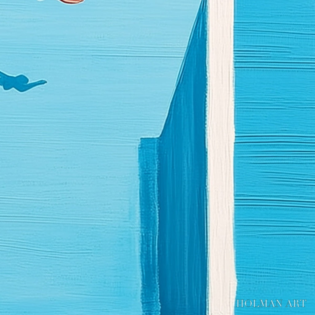 HOLMAN ART Horizon'S Edge – Minimalist Blue Seascape Painting with Figures - image 3