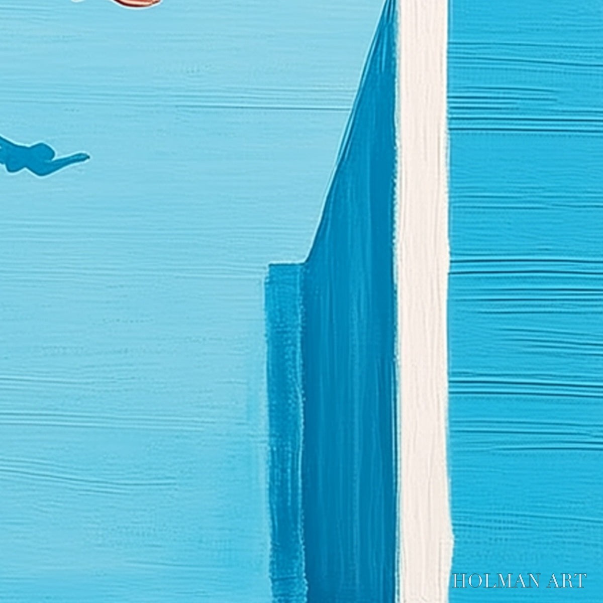 HOLMAN ART Horizon'S Edge – Minimalist Blue Seascape Painting with Figures - image 3