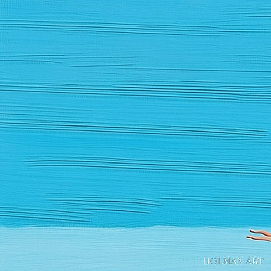 HOLMAN ART Horizon'S Edge – Minimalist Blue Seascape Painting with Figures - image 5