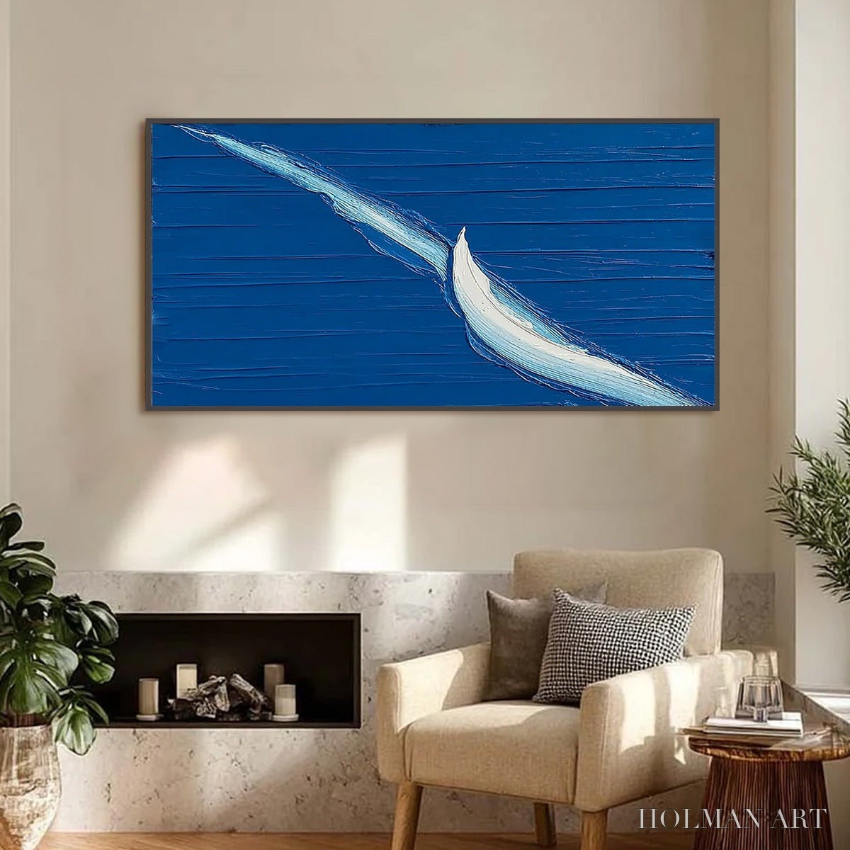 HOLMAN ART Voyage – Minimalist Textured Abstract Sailboat Painting - image 2