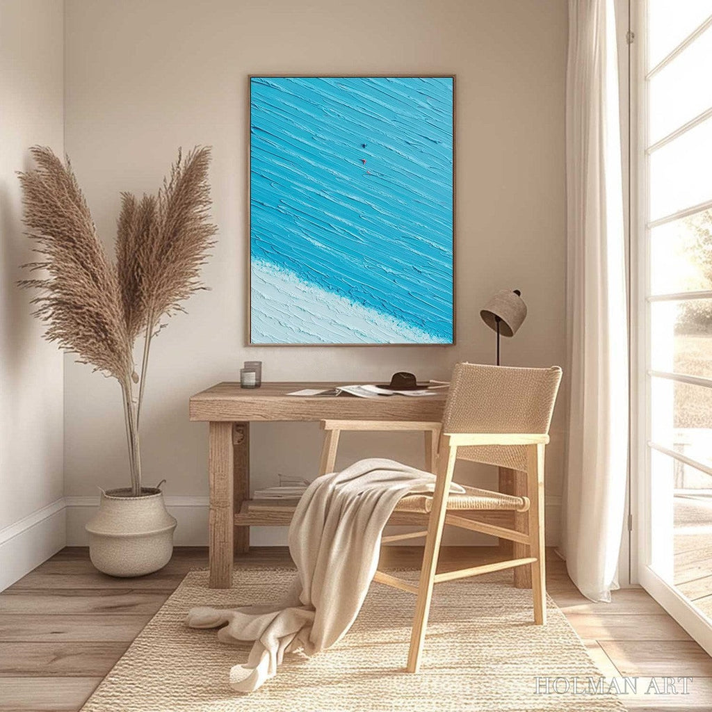 HOLMAN ART Azure Drift | Textured Abstract Beach Oil Painting - image 4