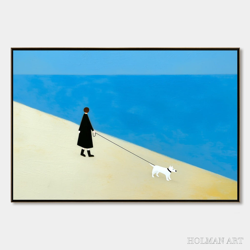 HOLMAN ART Companion – Textured Minimalist Painting of a Seaside Stroll - image 1