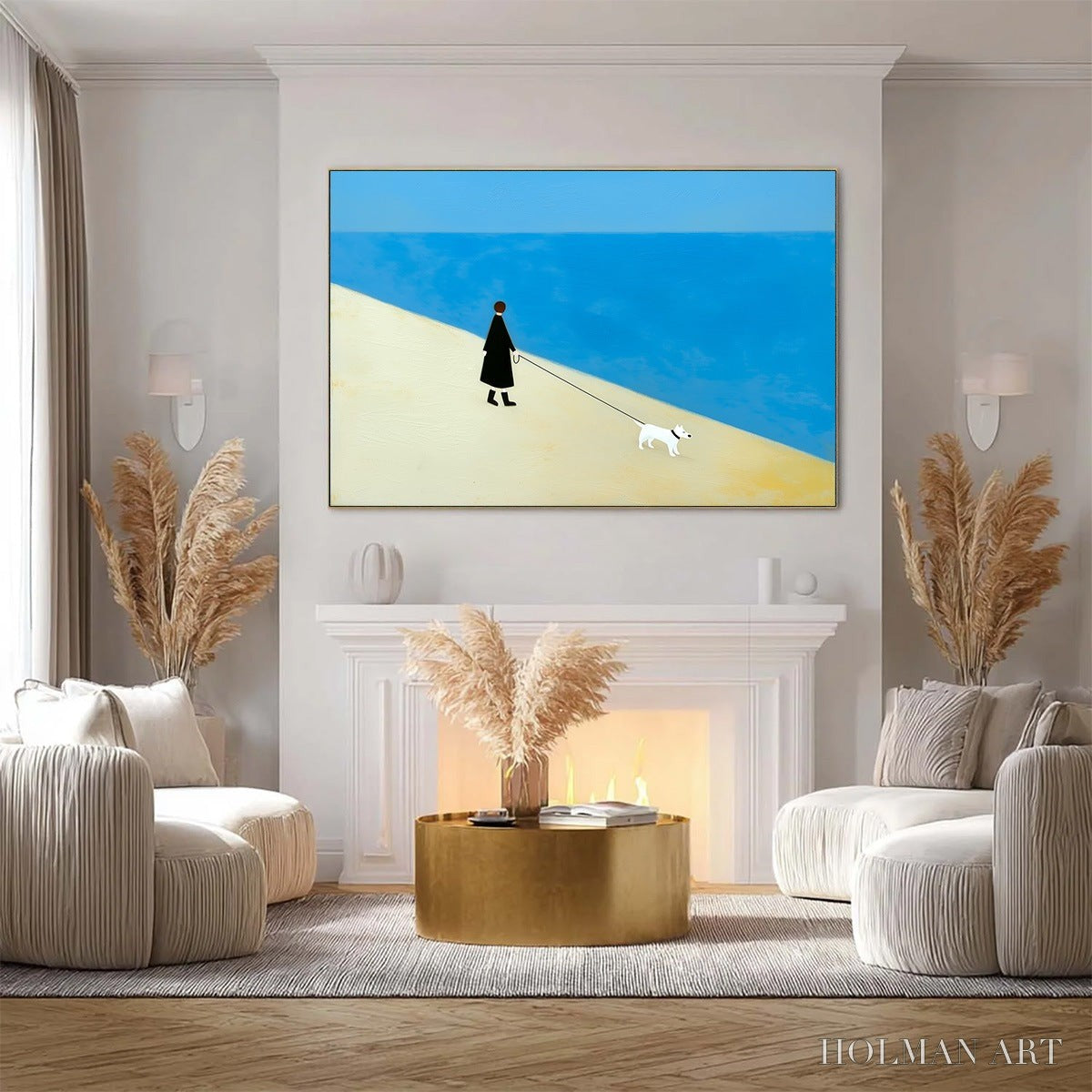 HOLMAN ART Companion – Textured Minimalist Painting of a Seaside Stroll - image 2