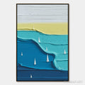 HOLMAN ART Sailboat Serenity – Textured Minimalist Abstract Seascape Painting - image 1