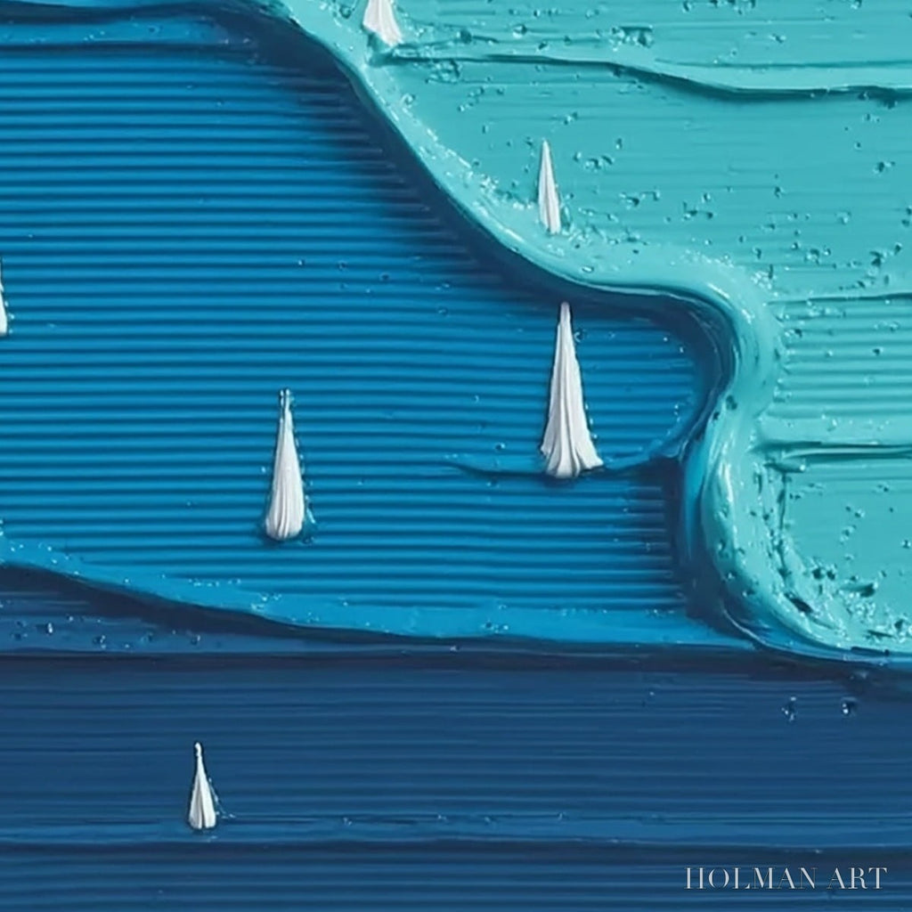 HOLMAN ART Sailboat Serenity – Textured Minimalist Abstract Seascape Painting - image 5