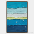 HOLMAN ART Azure Regatta – Textured Vertical Seascape with Sailboats - image 1