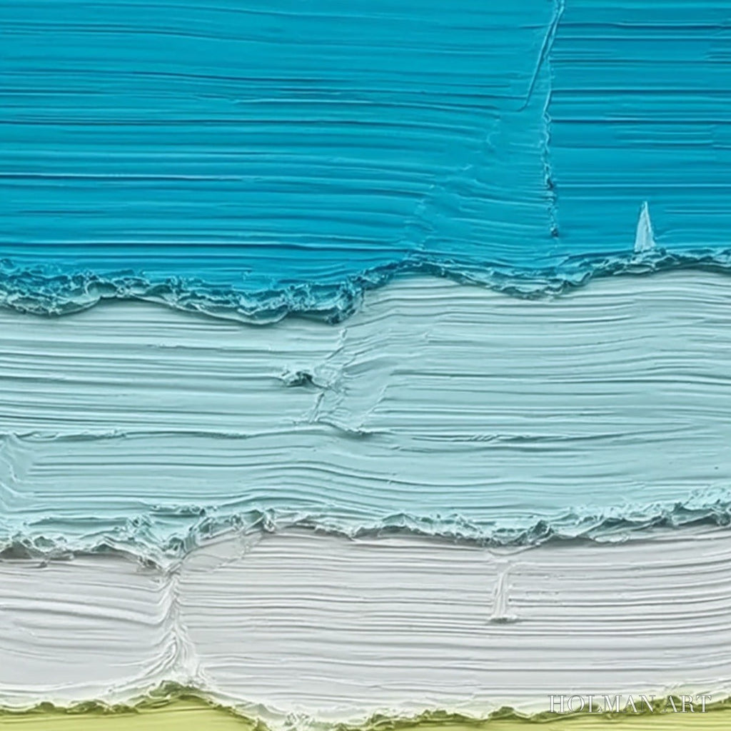 HOLMAN ART Azure Regatta – Textured Vertical Seascape with Sailboats - image 3