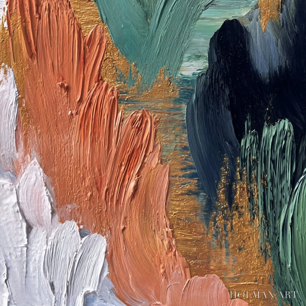 HOLMAN ART Verdant Shore | Textured Abstract Oil Painting with Gold Leaf - image 5