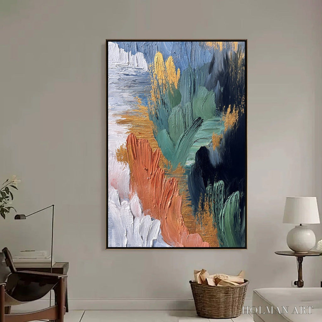 HOLMAN ART Verdant Shore | Textured Abstract Oil Painting with Gold Leaf - image 6