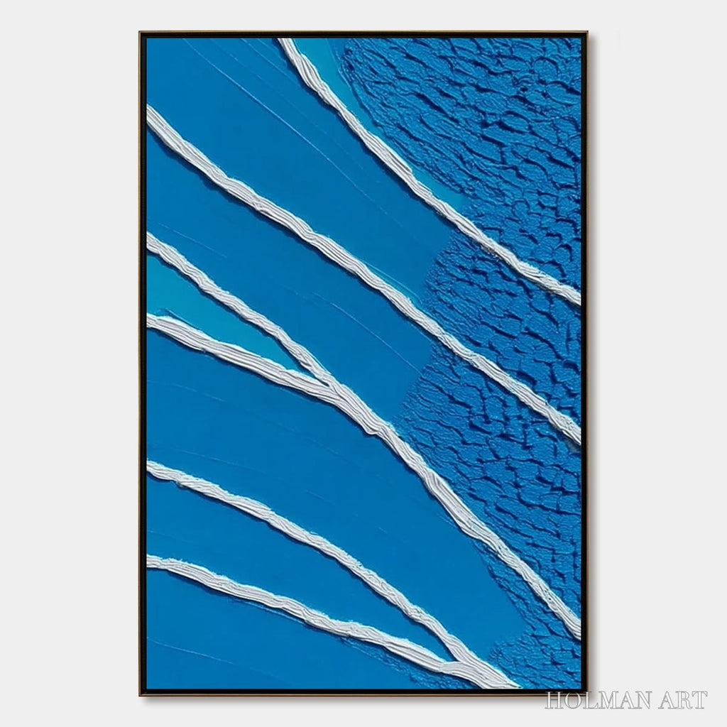 HOLMAN ART Azure Current | Textured Abstract Blue Vertical Oil Painting - image 1