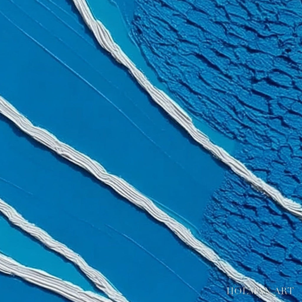 HOLMAN ART Azure Current | Textured Abstract Blue Vertical Oil Painting - image 3