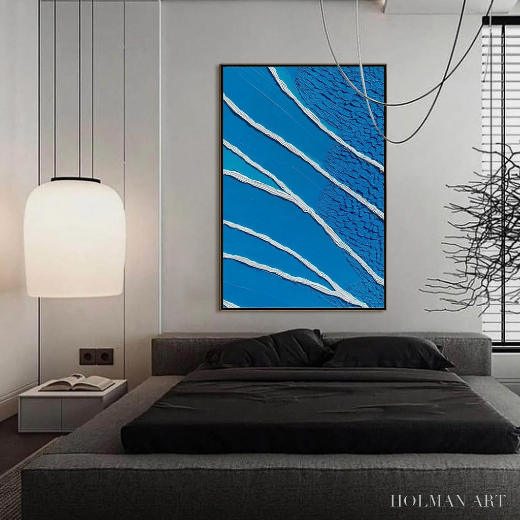 HOLMAN ART Azure Current | Textured Abstract Blue Vertical Oil Painting - image 4