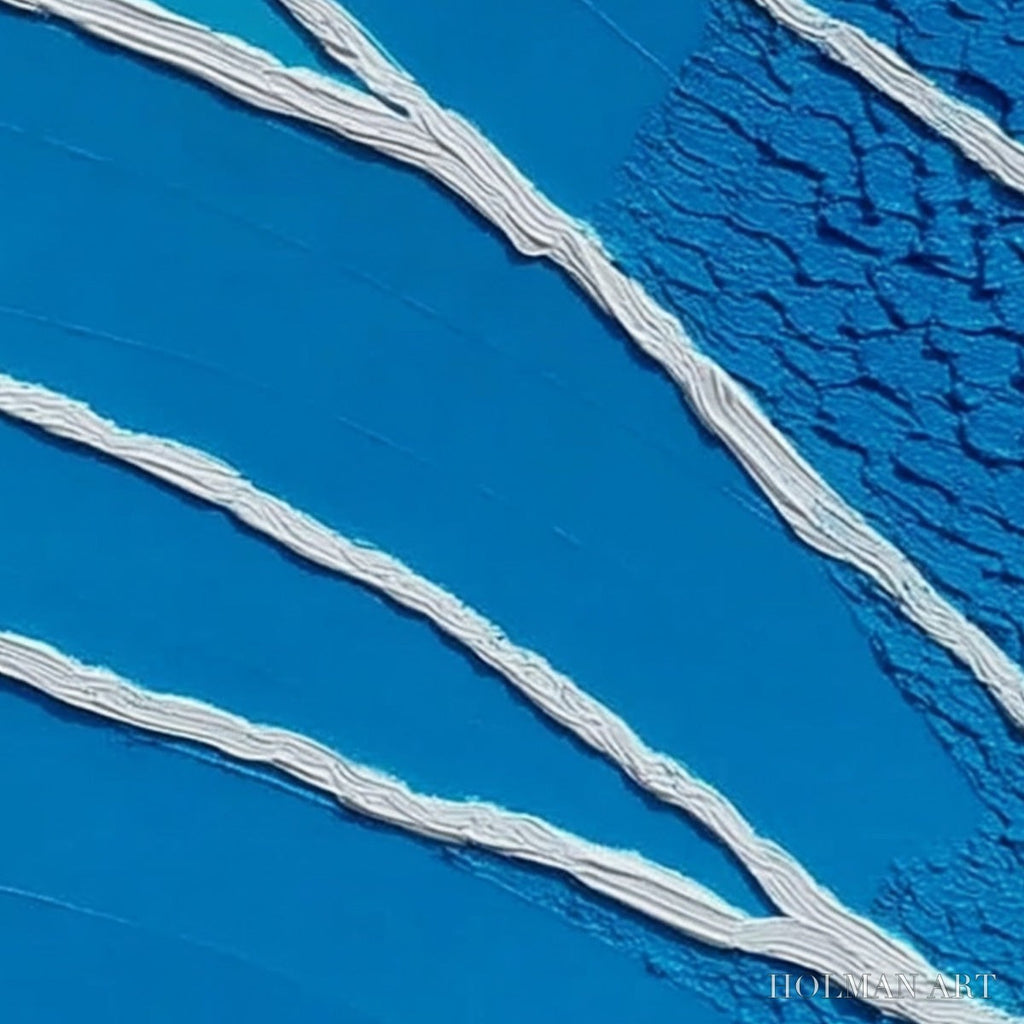 HOLMAN ART Azure Current | Textured Abstract Blue Vertical Oil Painting - image 5