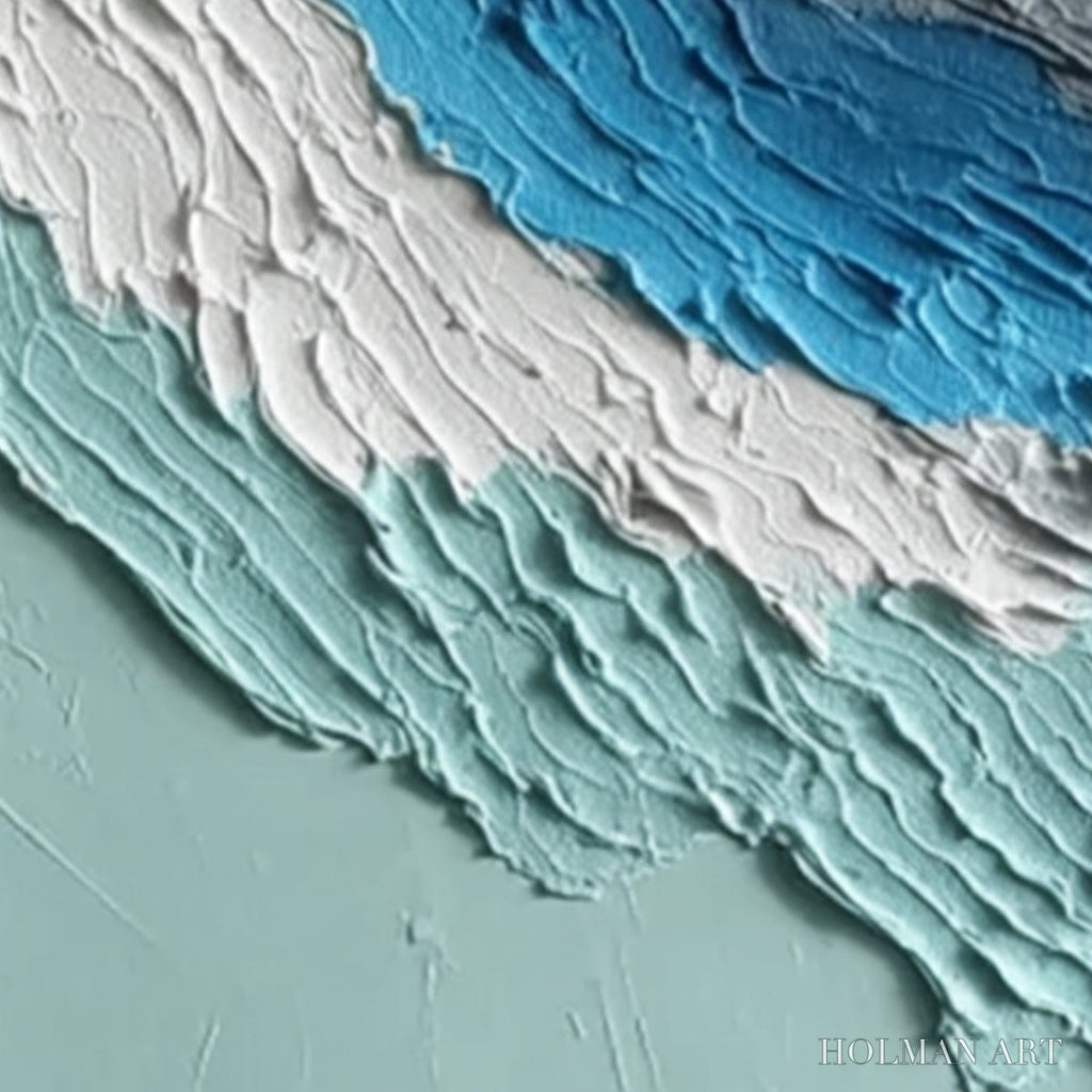 HOLMAN ART Coastal Rhythm – Textured Abstract Triptych of a Serene Seascape - image 3