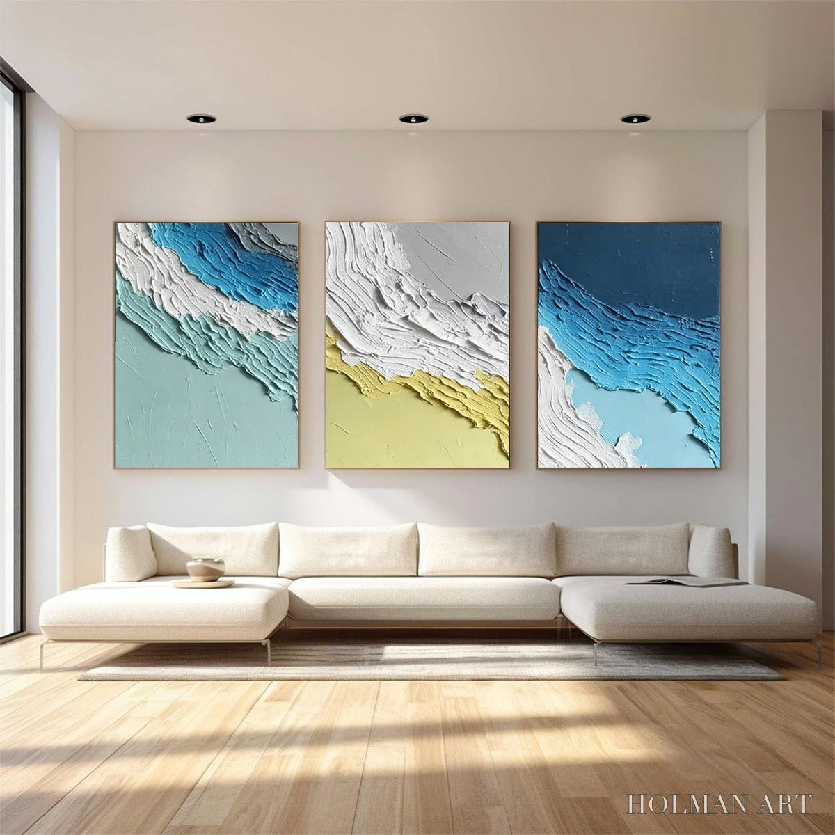 HOLMAN ART Coastal Rhythm – Textured Abstract Triptych of a Serene Seascape - image 6