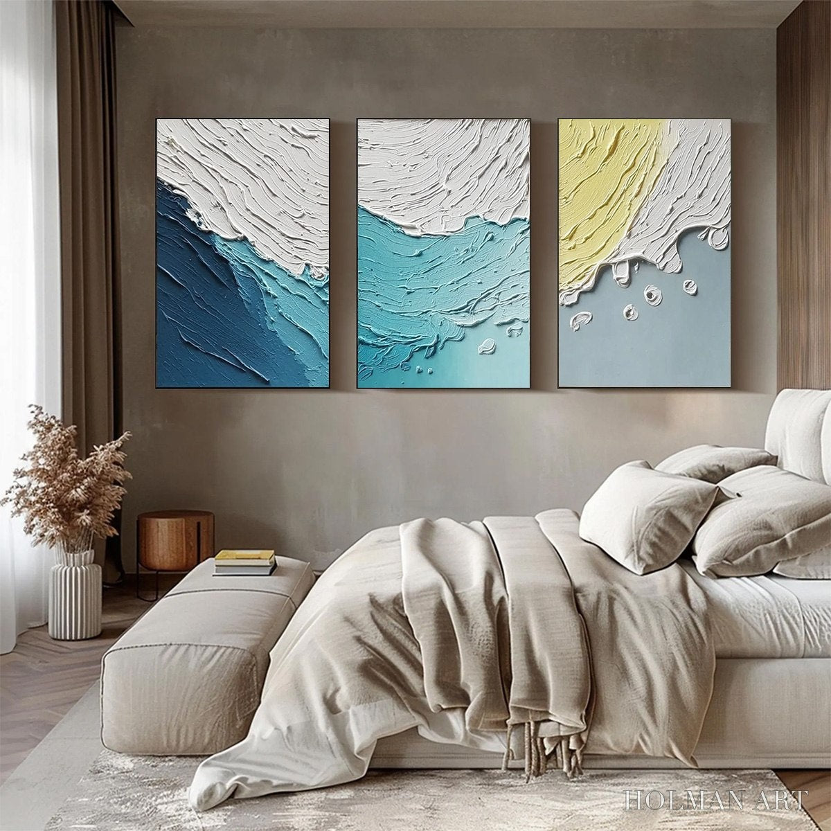 HOLMAN ART Coastal Drift – Textured Abstract Ocean Wave Painting Set - image 2