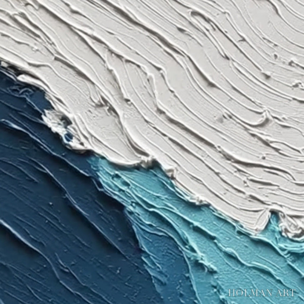 HOLMAN ART Coastal Drift – Textured Abstract Ocean Wave Painting Set - image 3