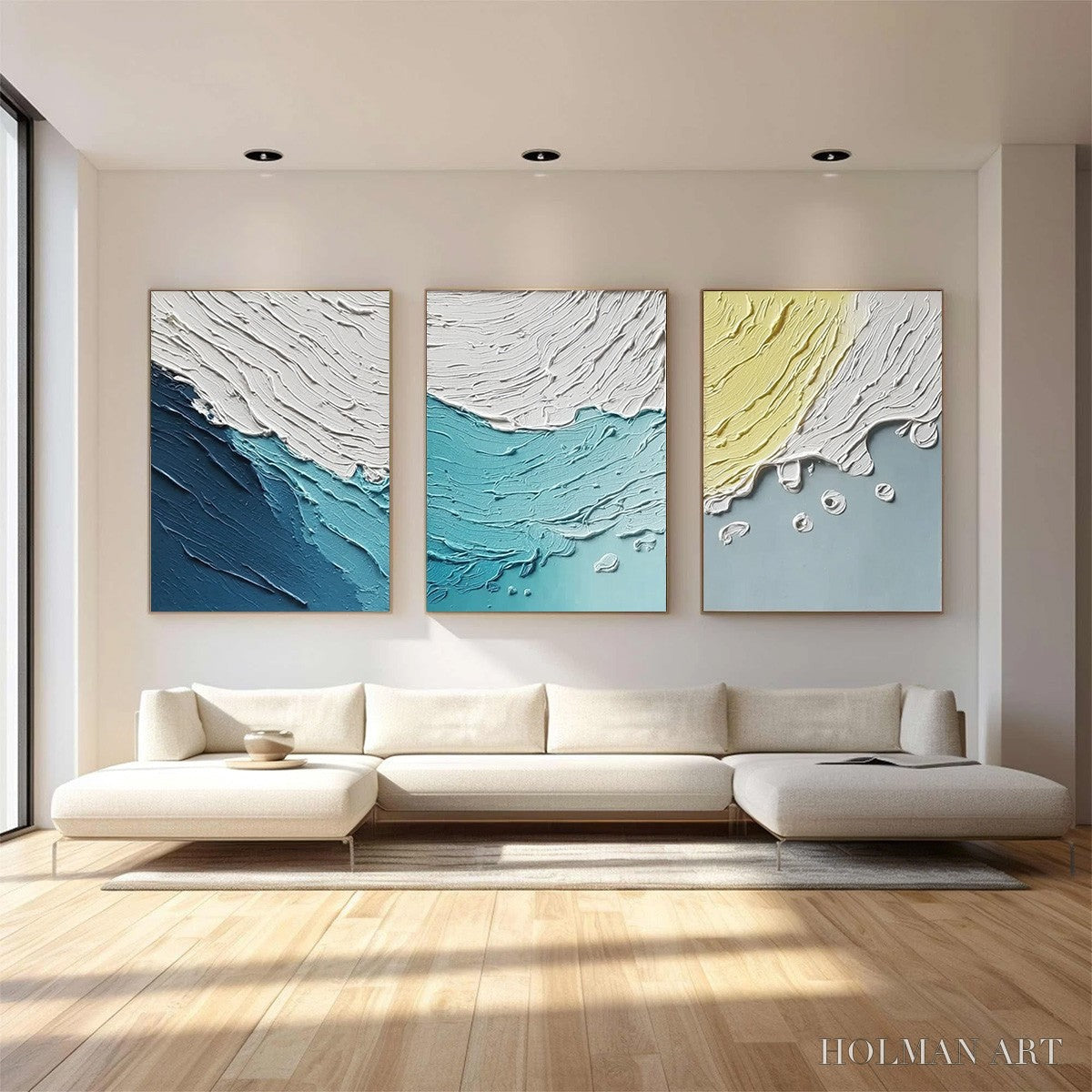 HOLMAN ART Coastal Drift – Textured Abstract Ocean Wave Painting Set - image 4
