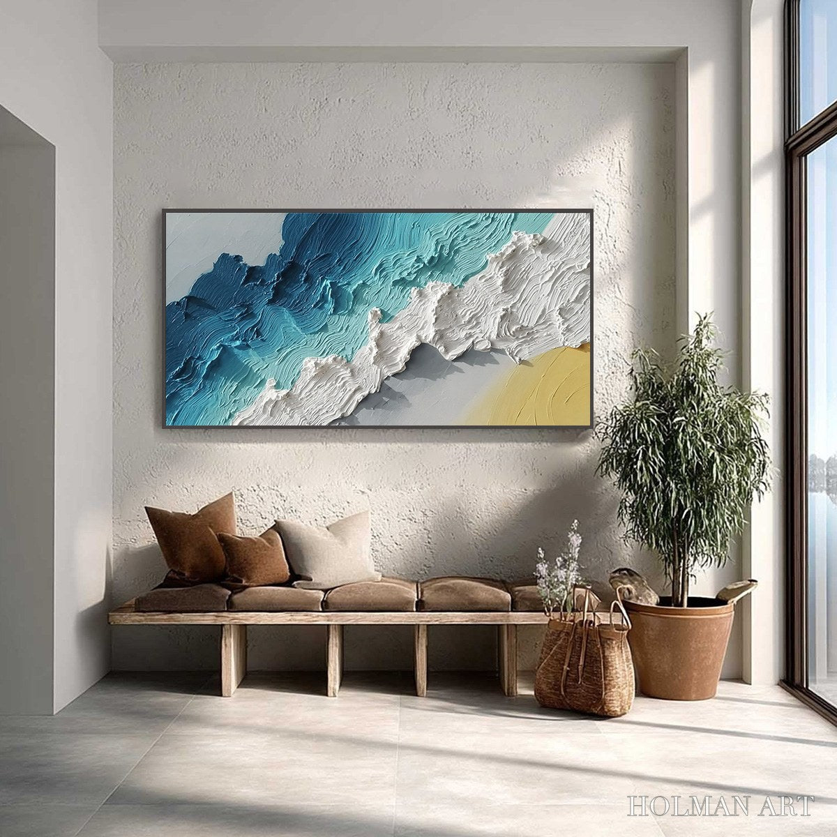 HOLMAN ART Azure Crest – Heavy Texture Abstract Seascape Painting - image 2