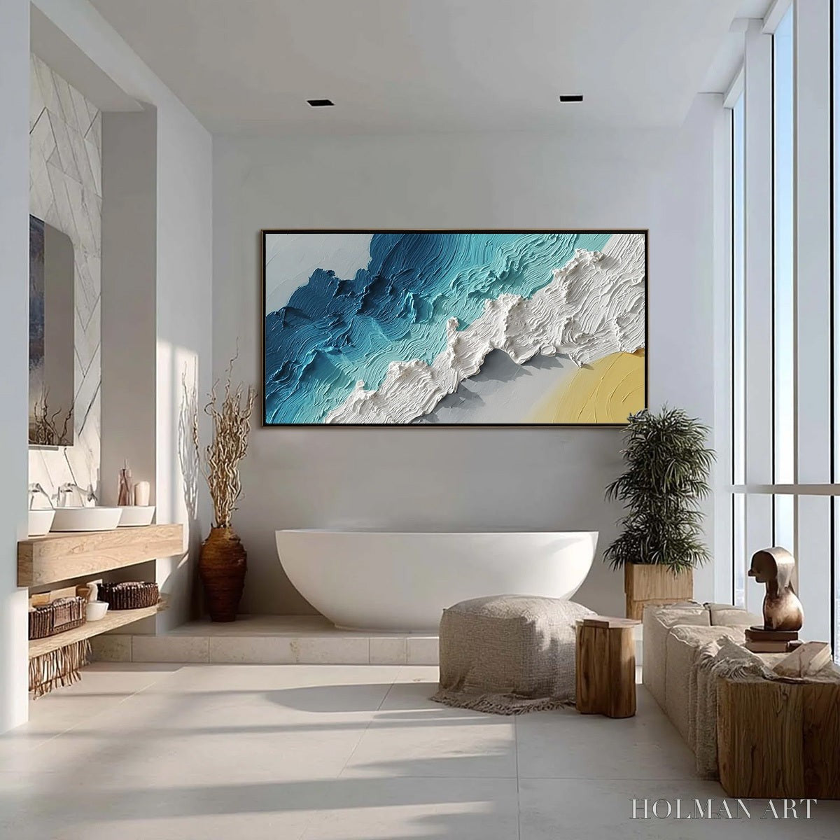 HOLMAN ART Azure Crest – Heavy Texture Abstract Seascape Painting - image 4