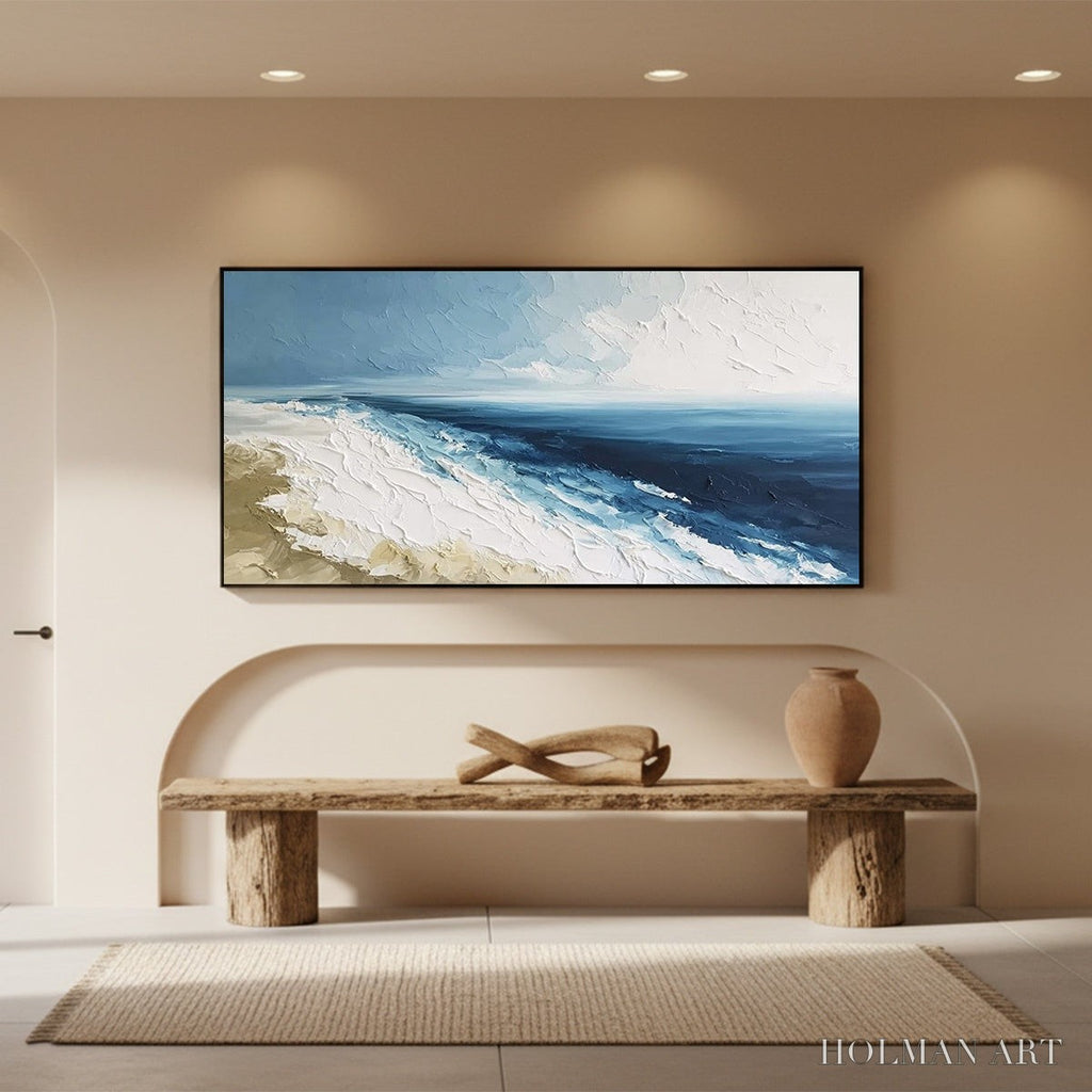 HOLMAN ART Coastal Serenity – Large Textured Impasto Seascape Oil Painting - image 2