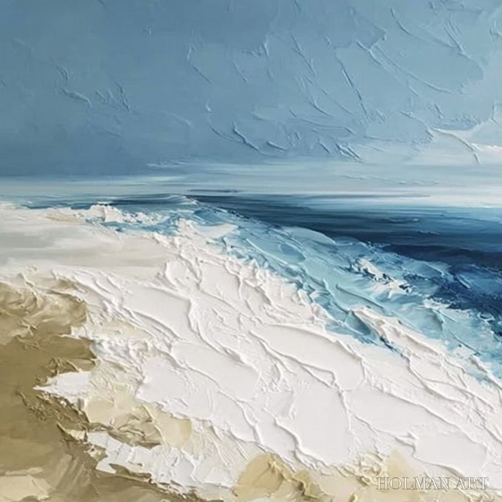 HOLMAN ART Coastal Serenity – Large Textured Impasto Seascape Oil Painting - image 3