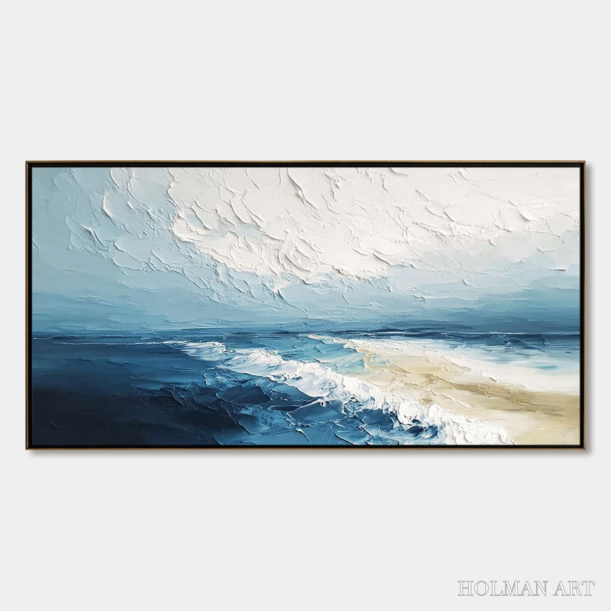 HOLMAN ART Tidal Whisper – Textured Impasto Coastal Seascape Oil Painting - image 1